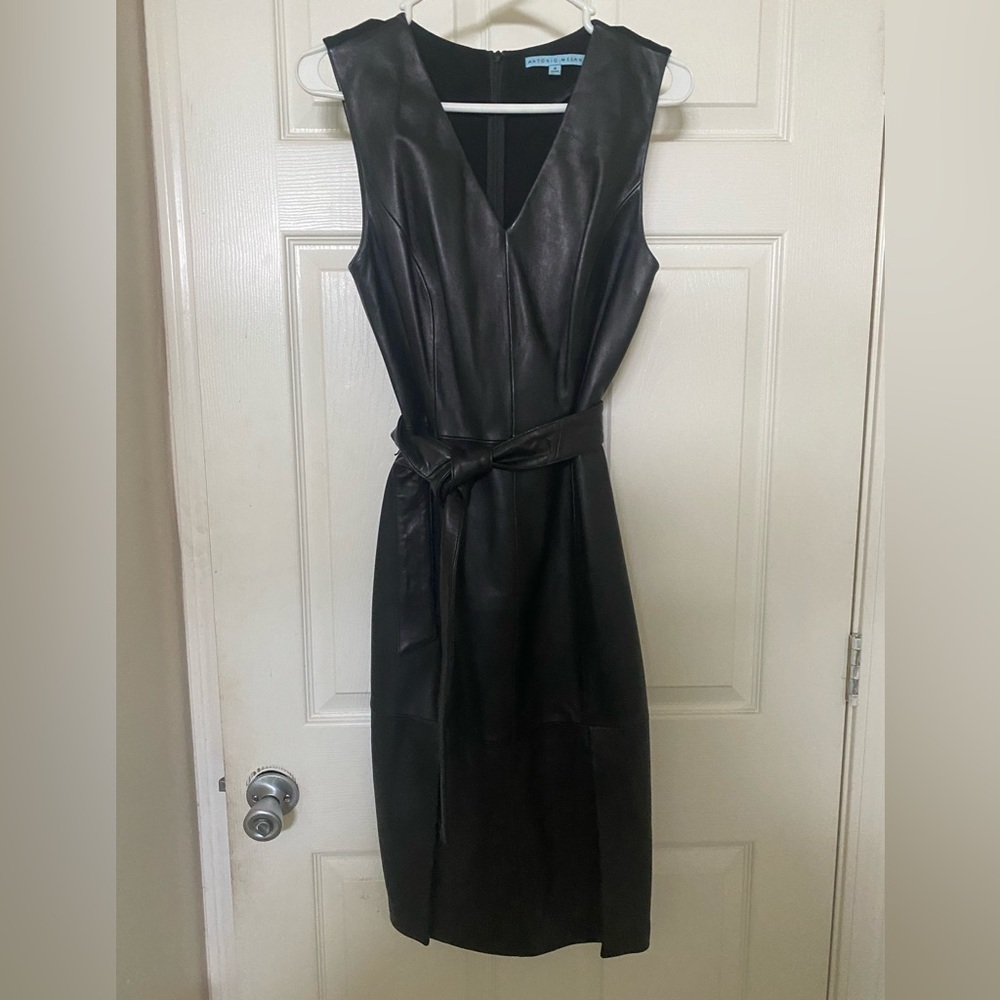 Black leather dress